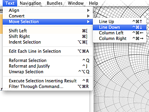 TextMate's Move selection commands