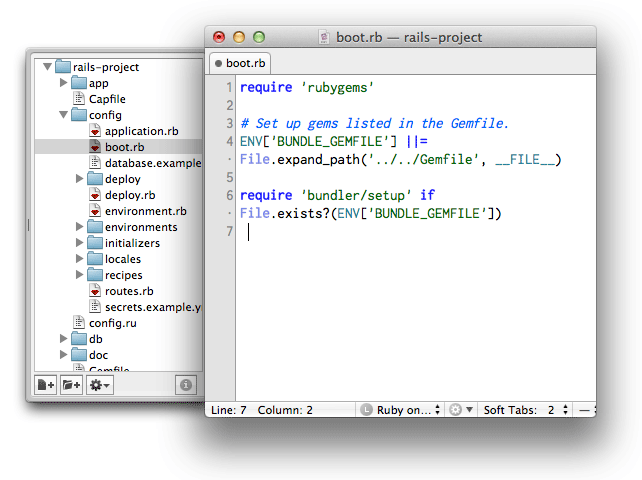 Screenshot of TextMate's project drawer